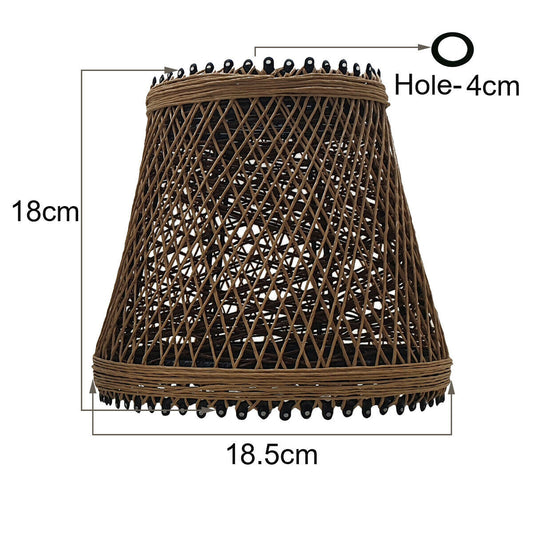 Rattan style easy fit lampshades that feature a woven rattan or wicker-style material.