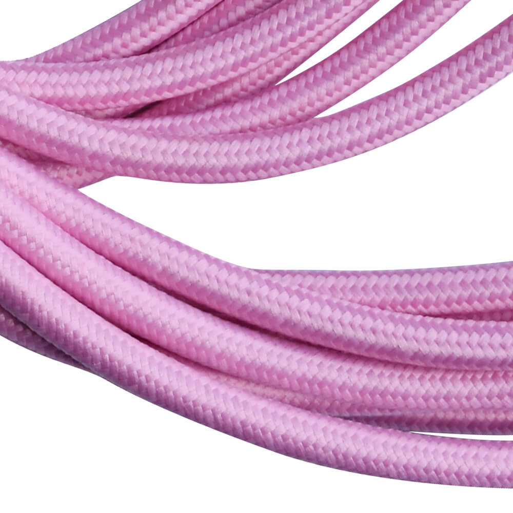 2 Core Braided Flex Lighting Cord Fabric Cable Baby Pink 