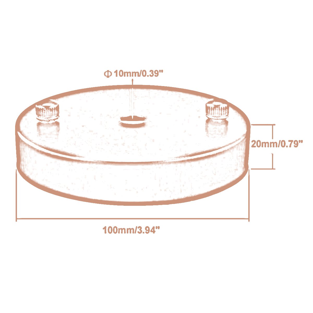 100mm Metal 1 Outlet Ceiling Rose with Hook (Pack 1 /Pack 2)