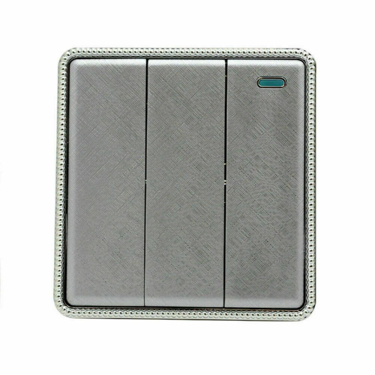 Textured Chrome Color Wall Light Screw less 3 Gang Switch