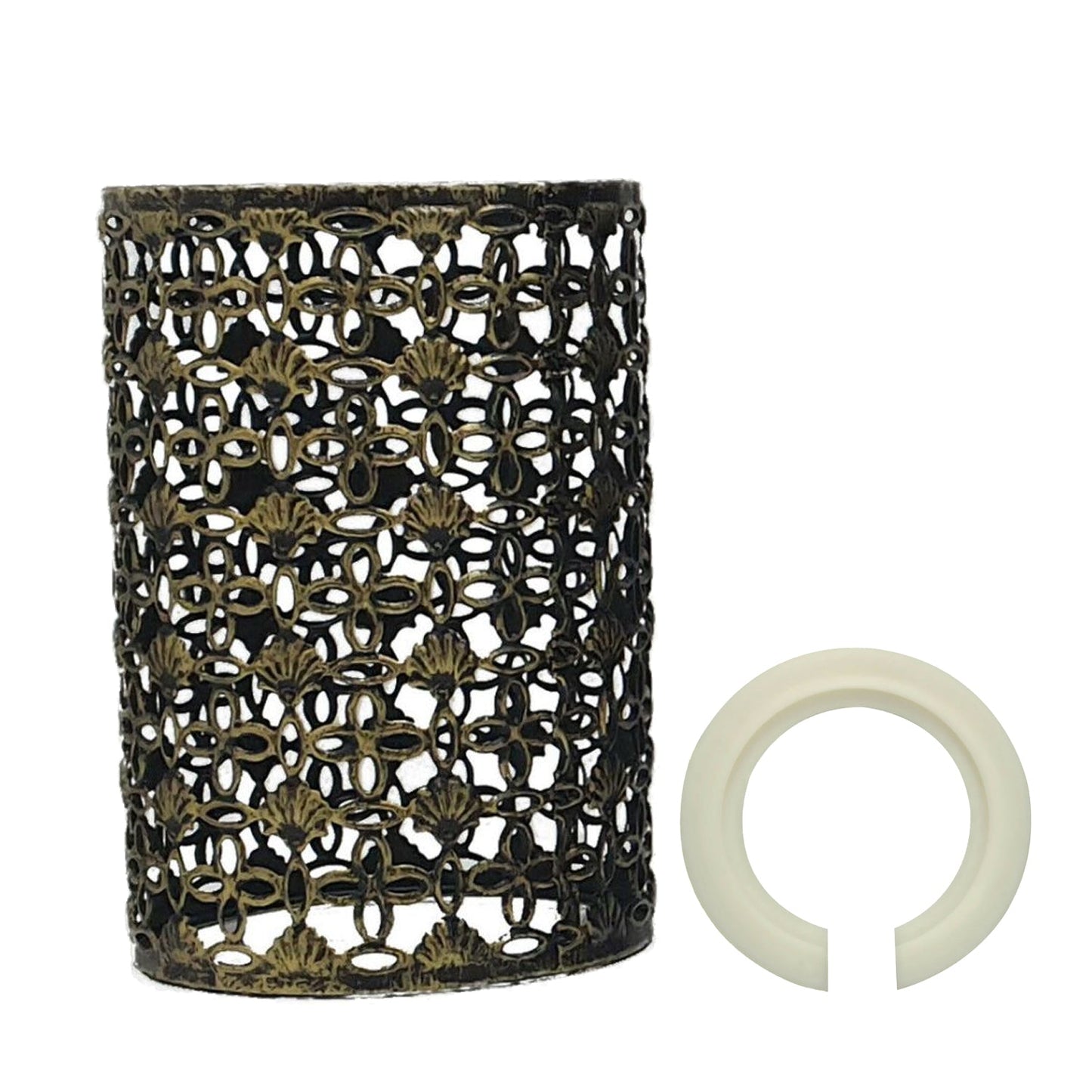 Drum Lampshade Flower Pattern Modern Metal Shade Retro Style Wire cage