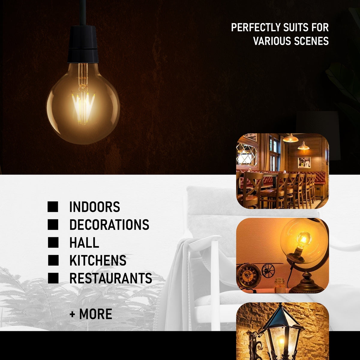 amber glass bulb
2200k led bulb
retro filament bulb
