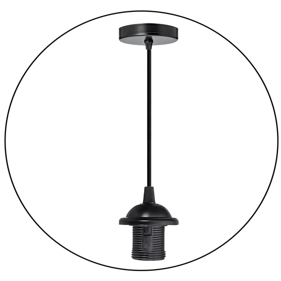 Sleek black metal pendant light holder for minimalist design
