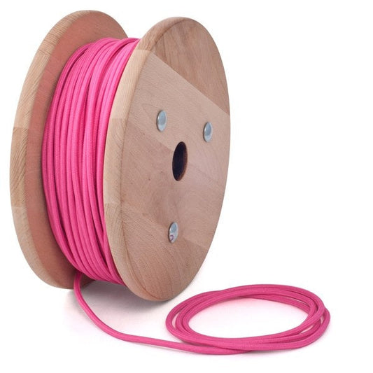 2 Core Round Vintage Lighting Fabric Cable Braided Flex Pink