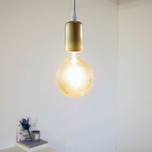 Sleek 2m gold fabric light cord with brass aluminum holder