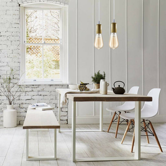 Gold fabric hanging light cord with durable brass holder for ceiling lights