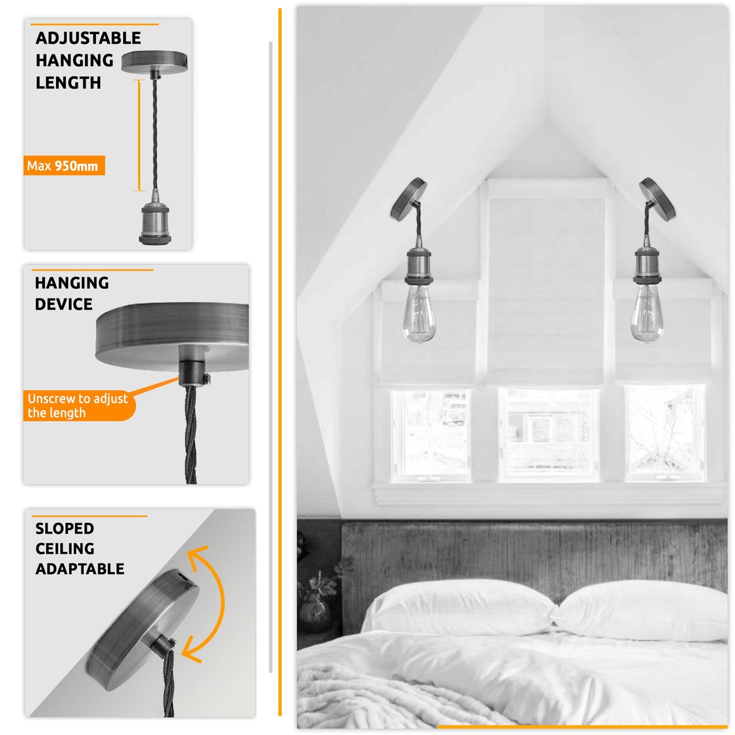 lamp holders e27 adjustable hanging length holder