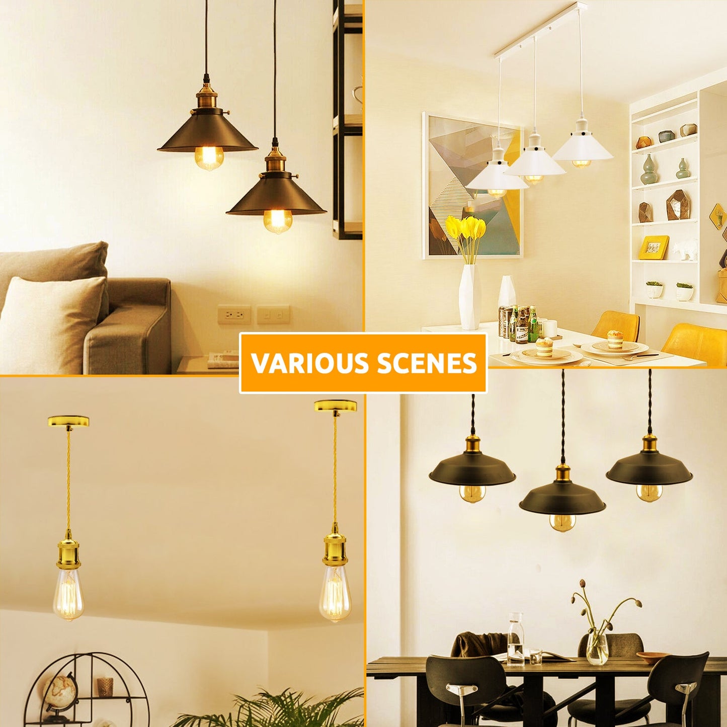 lamp holders e27 2m Black Twisted CablePendant Black Holder for any places