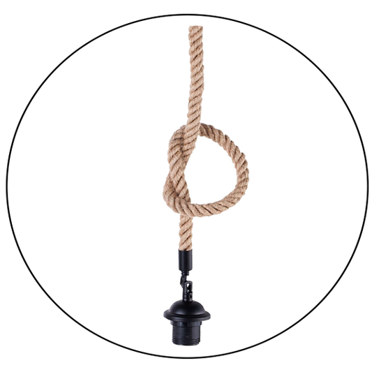 Natural hemp rope ceiling light holder with vintage appeal