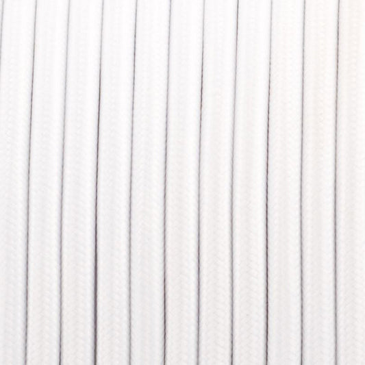 2 Core Round Fabric Cord Coloured Cable Braided Flex White