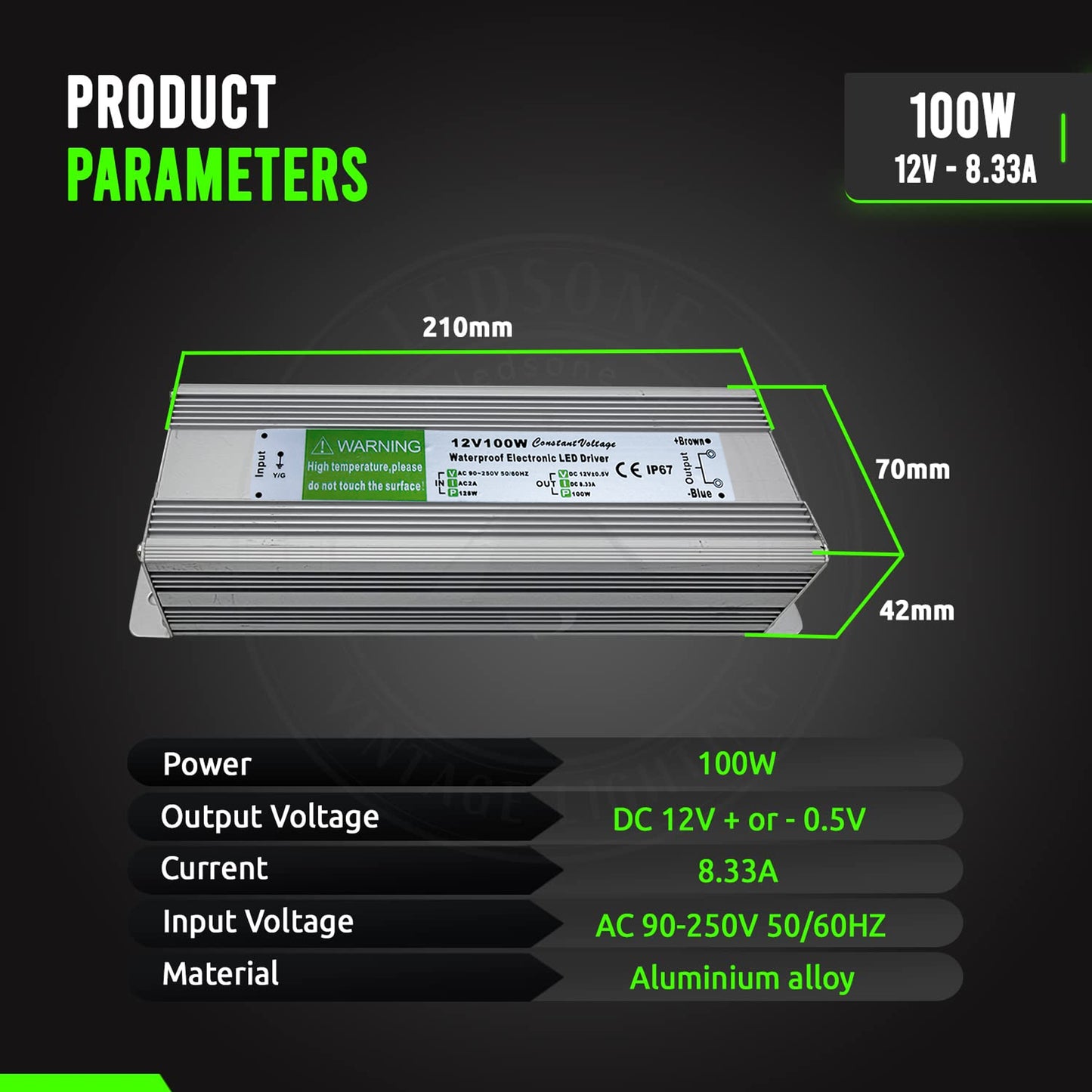 DC 12V 10W - 300W IP67 Waterproof LED Transformer Driver Power Supply