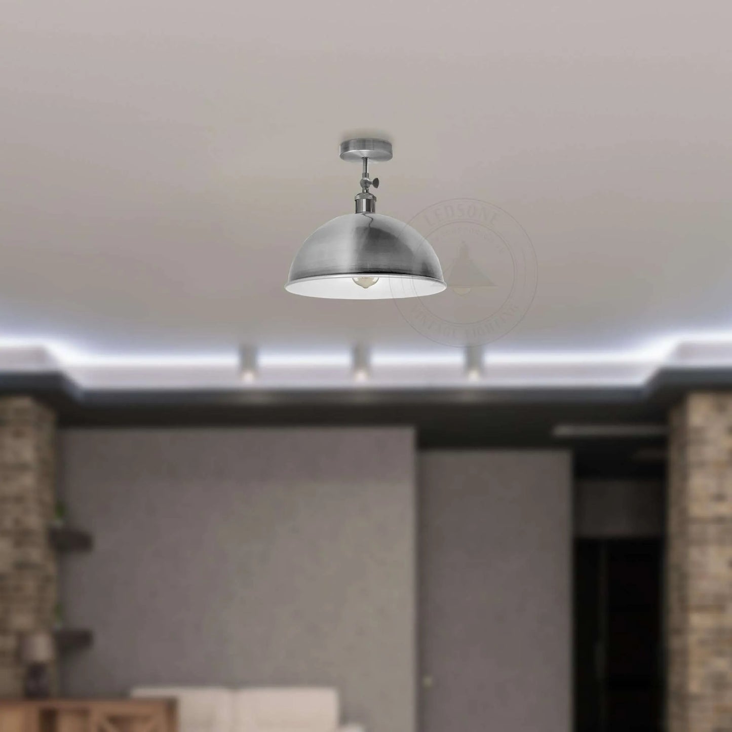 Adjustable Semi Flush Mount Metal Ceiling Light Pendant Light With Shade