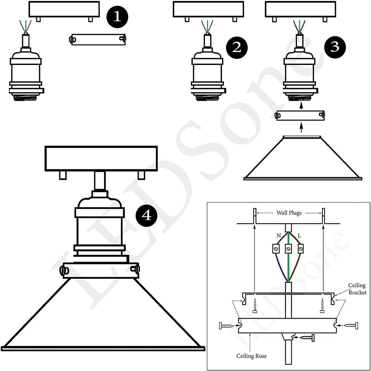 Semi Flush Mount Cone Shape Lamp Shade Lights