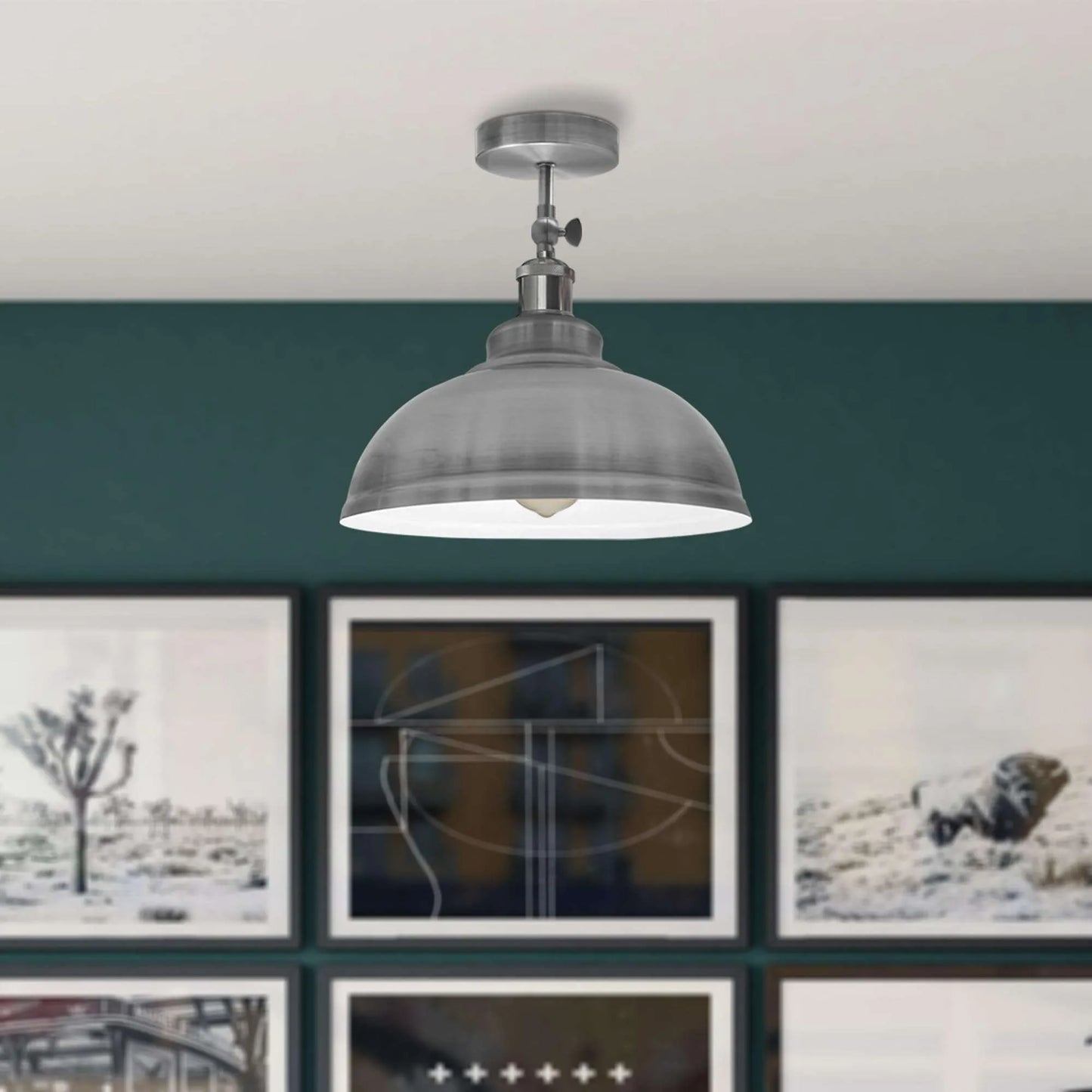 Adjustable Semi Flush Mount Metal Ceiling Light Pendant Light With Shade