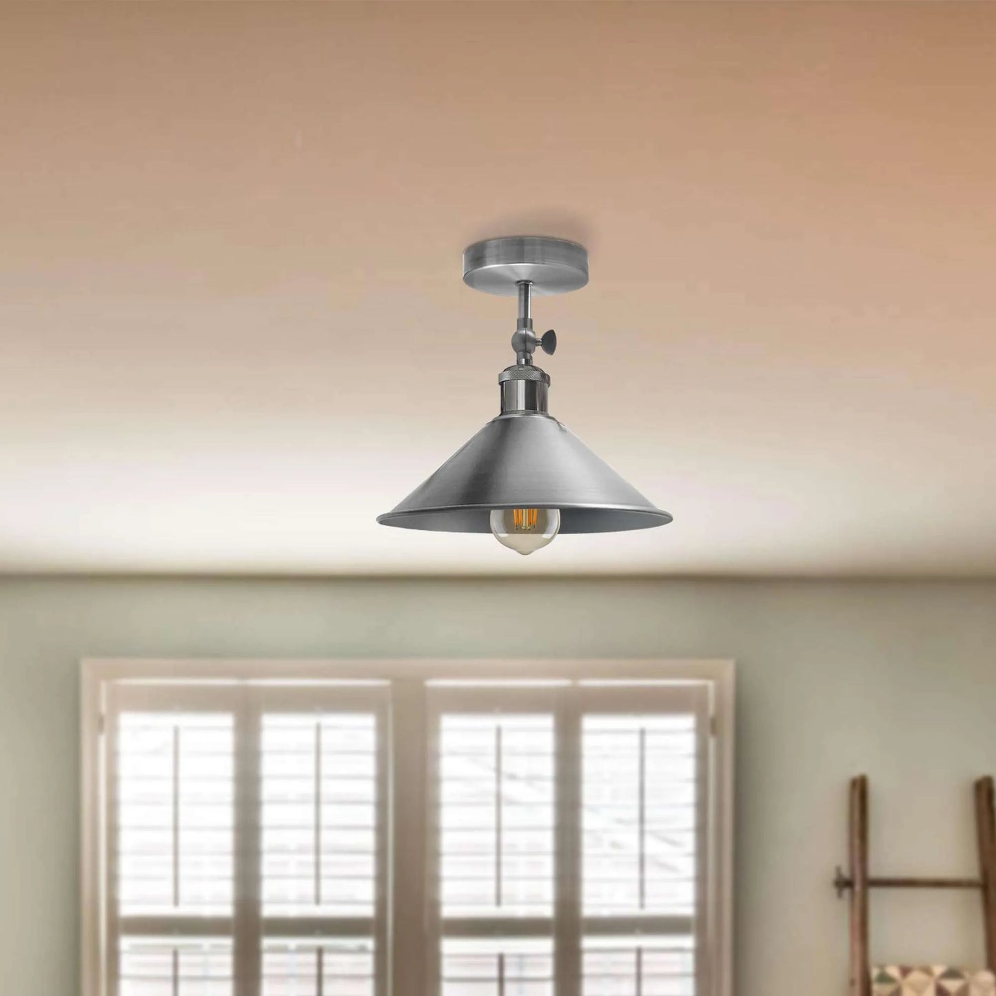 Adjustable Semi Flush Mount Metal Ceiling Light Pendant Light With Shade