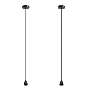 Pendant Ceiling Light Fitting, E27 Lamp IP65 Indoor/Outdoor Black Cable Waterproof Socket Lamp Holder 2M (2PACK)