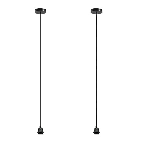 Pendant Ceiling Light Fitting, E27 Lamp IP65 Indoor/Outdoor Black Cable Waterproof Socket Lamp Holder 2M (2PACK)