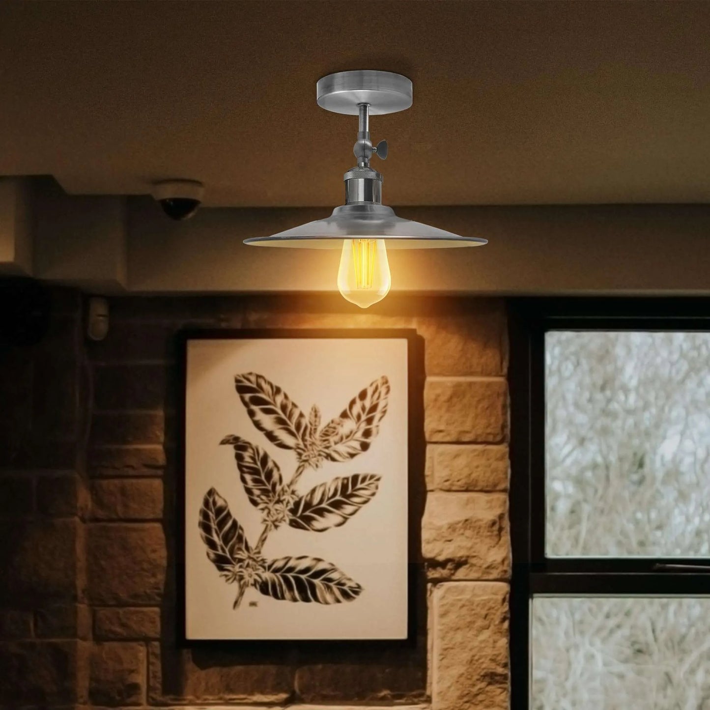 Adjustable Semi Flush Mount Metal Ceiling Light Pendant Light With Shade