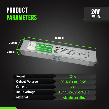 Waterproof LED Transformer | 12V | IP67 | DC 12V 5A 60W to DC 12V 10A 120W Double Outlet