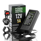 12V 5A power supply adapter with packaging on a white background