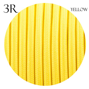 3 core Round Vintage Braided Fabric Yellow Cable Flex 0.75mm