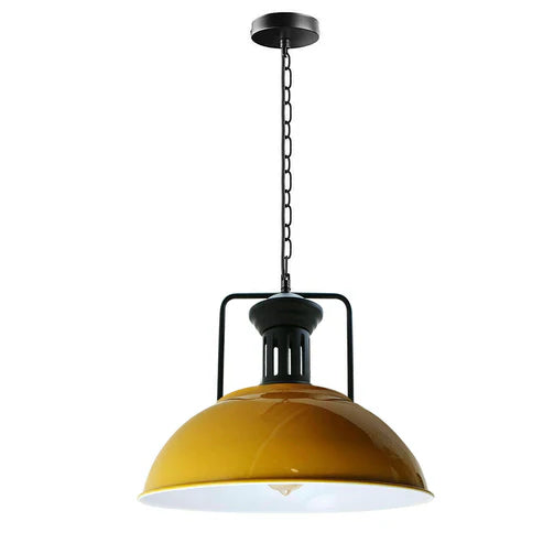 Industrial vintage Metal Adjustable Hanging ceiling Yellow Lampshades E27Uk holder