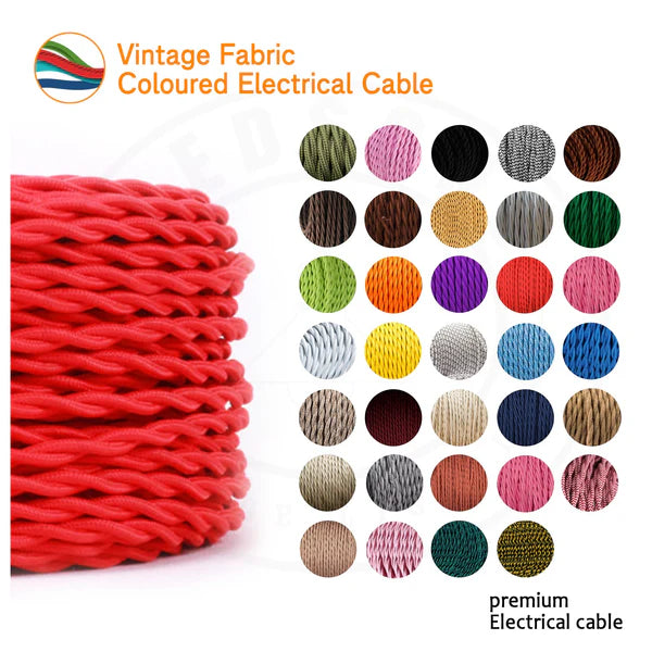 Light Brown 3 Core Twisted Fabric Cable 0.75mm – Vintage Lighting Flex | Electricalsone