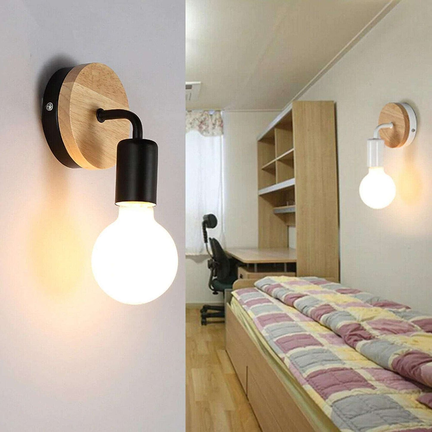 Modern Wood Wall Lighting - E27 Holder