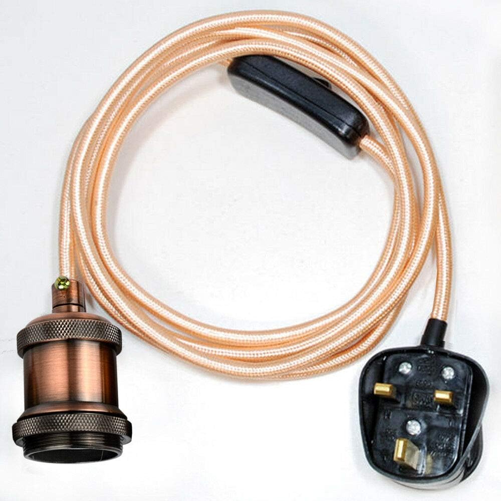 2m Plug-In Pendant Set with Flex Cable and Bulb Holder  65cm Length