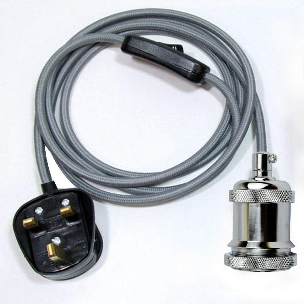 2m Plug-In Pendant Set with Flex Cable and Bulb Holder  65cm Length