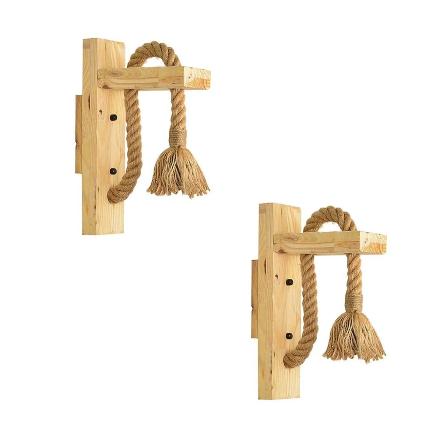 Industrial Wooden Hemp Rope E27 Wall Mounted Sconce Light