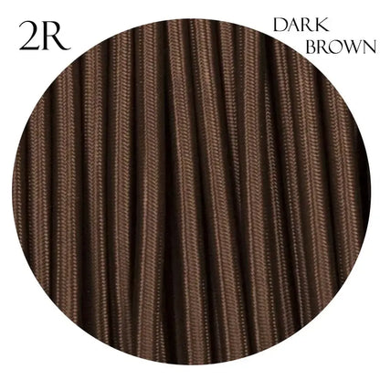 2 core Round Vintage Braided Fabric Dark Brown Cable Flex 0.75mm