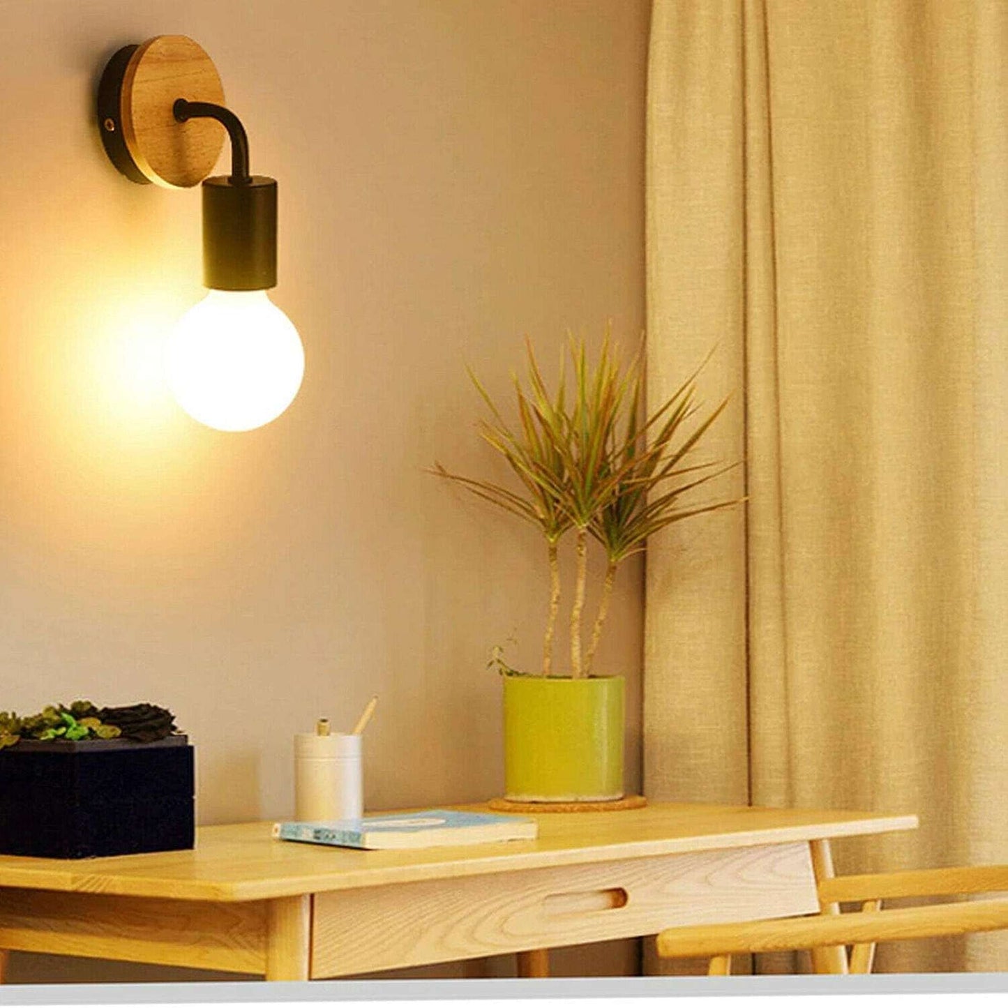 Stylish Wooden Wall Lamp with E27 Socket