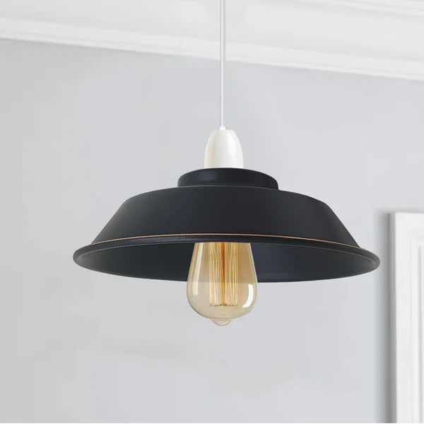 Painted Retro Style Light Shades Modern Ceiling Pendant Bowl Lampshades Metal Black gold line
