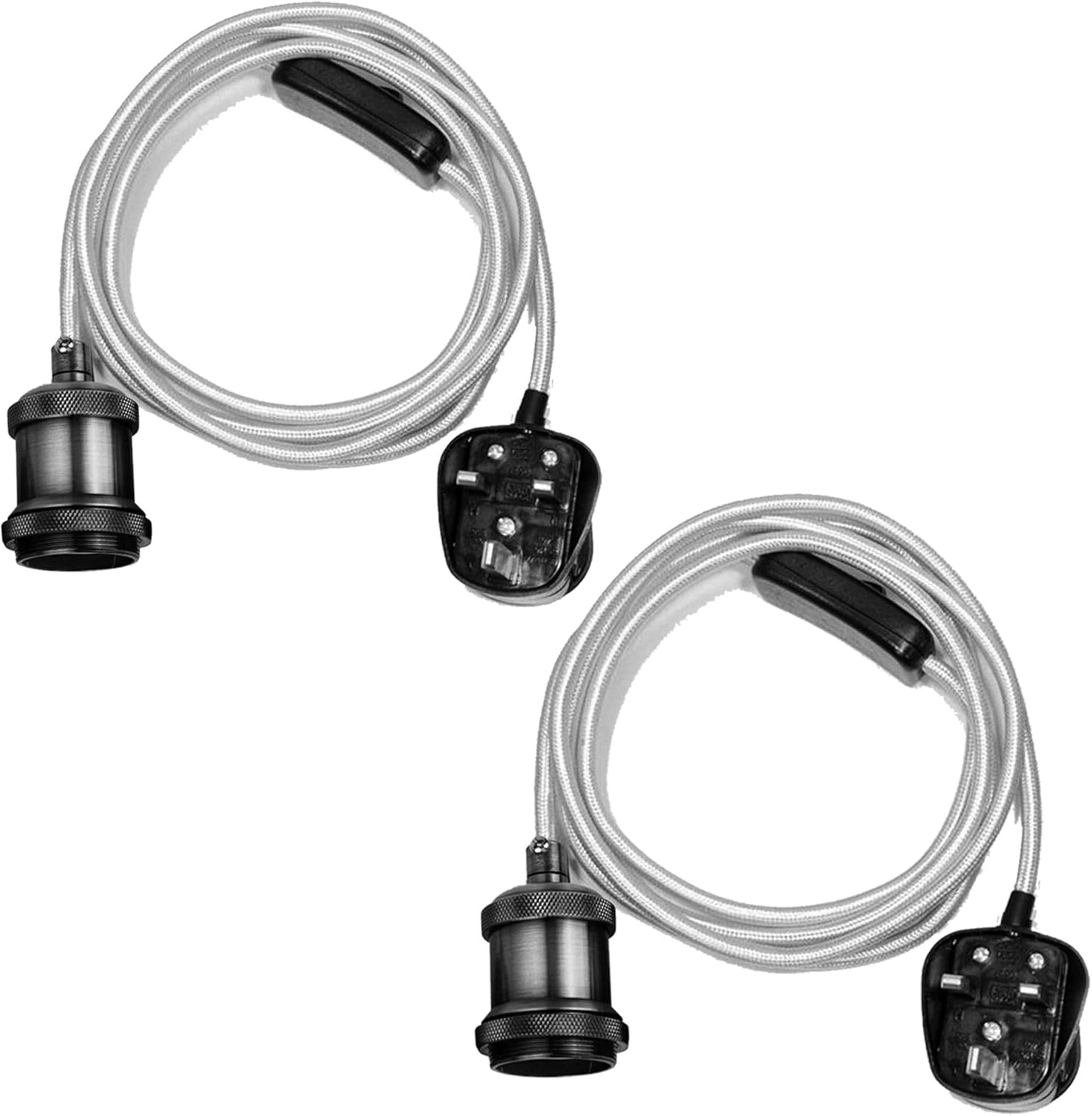 2m Plug-In Pendant Set with Flex Cable and Bulb Holder  65cm Length