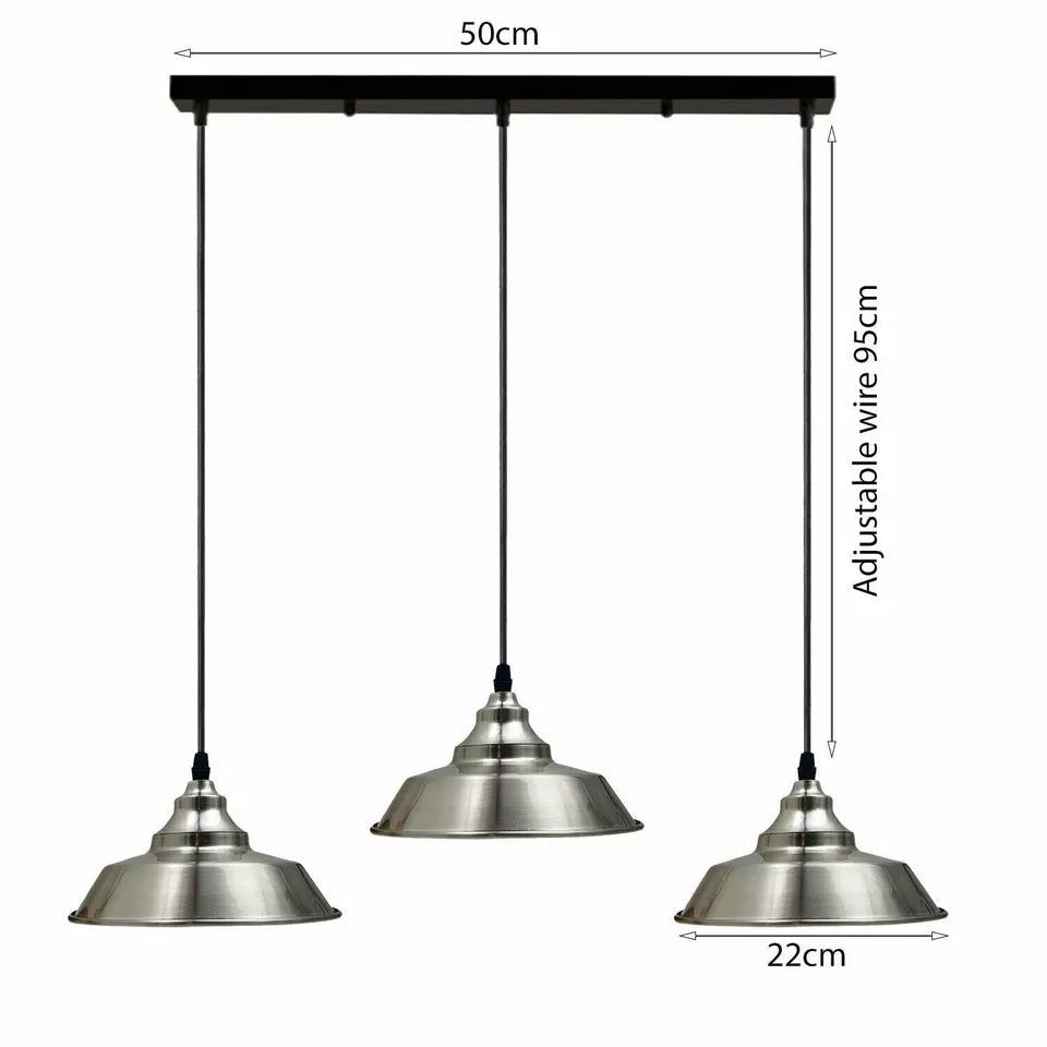 Vintage Metal shade 3 head E27 Ceiling Pendant lights