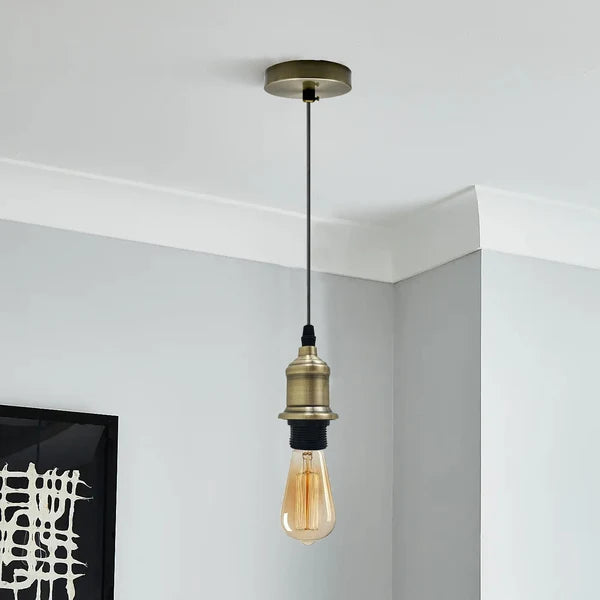E27 Ceiling Rose | Vintage Industrial Pendant Lamp Holder | Complete Fitting | UK