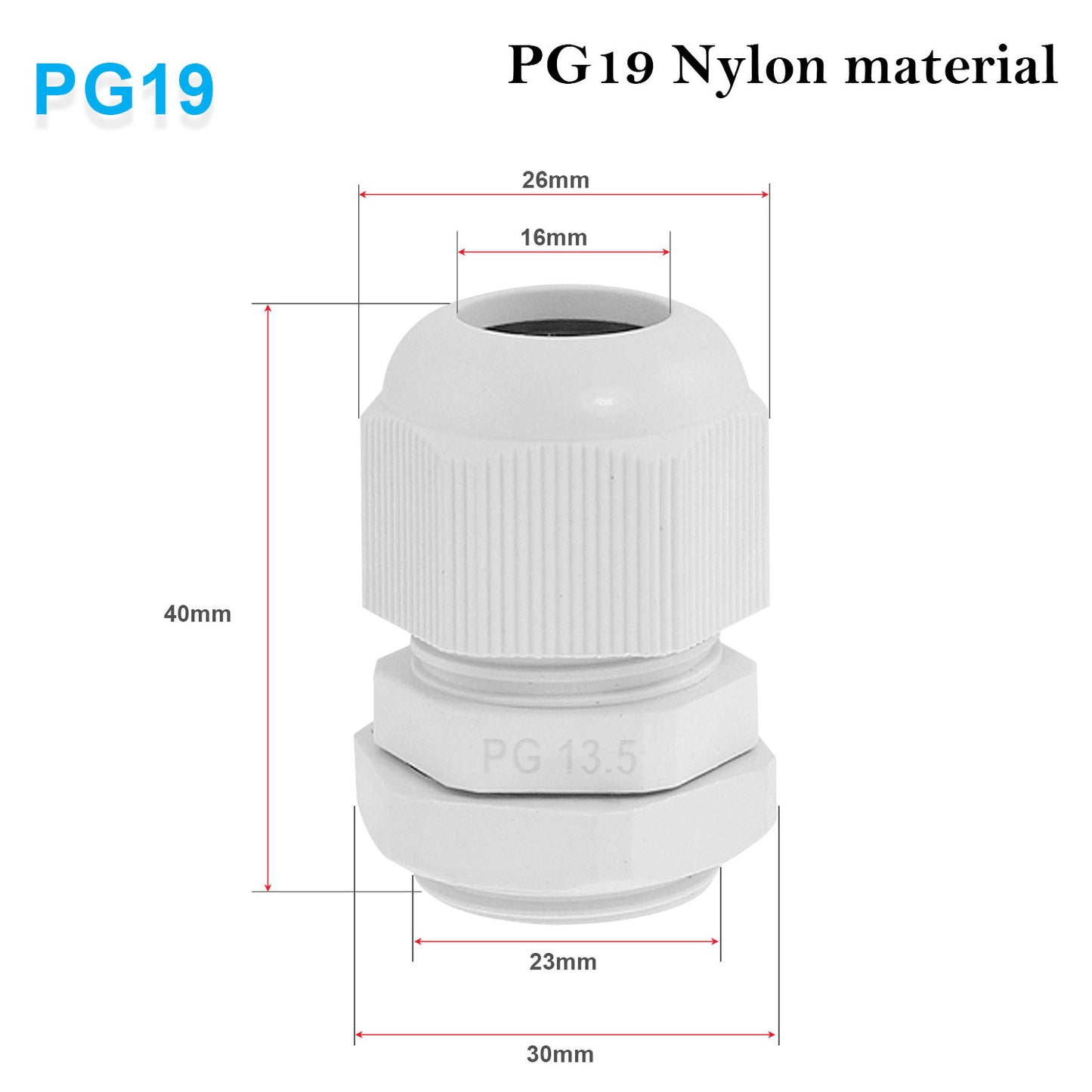 PG13.5 & PG19  nylon material White Connector