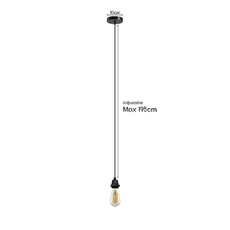 LEDSone Pendant Ceiling Light Fitting, E27 Lamp IP65 Indoor/Outdoor Black Cable Waterproof Socket Lamp Holder 2M (2PACK)