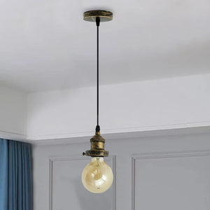 E27 Ceiling Rose Light Fitting Vintage Industrial Pendant Lamp Bulb Holder Light ~2207