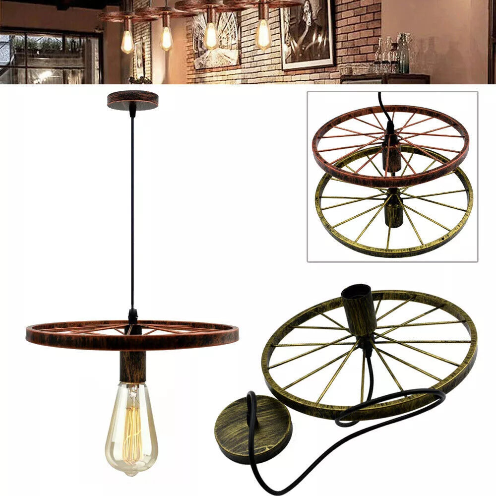 Modern Industrial Retro Pendant Lamp Ceiling Light Wheel Light