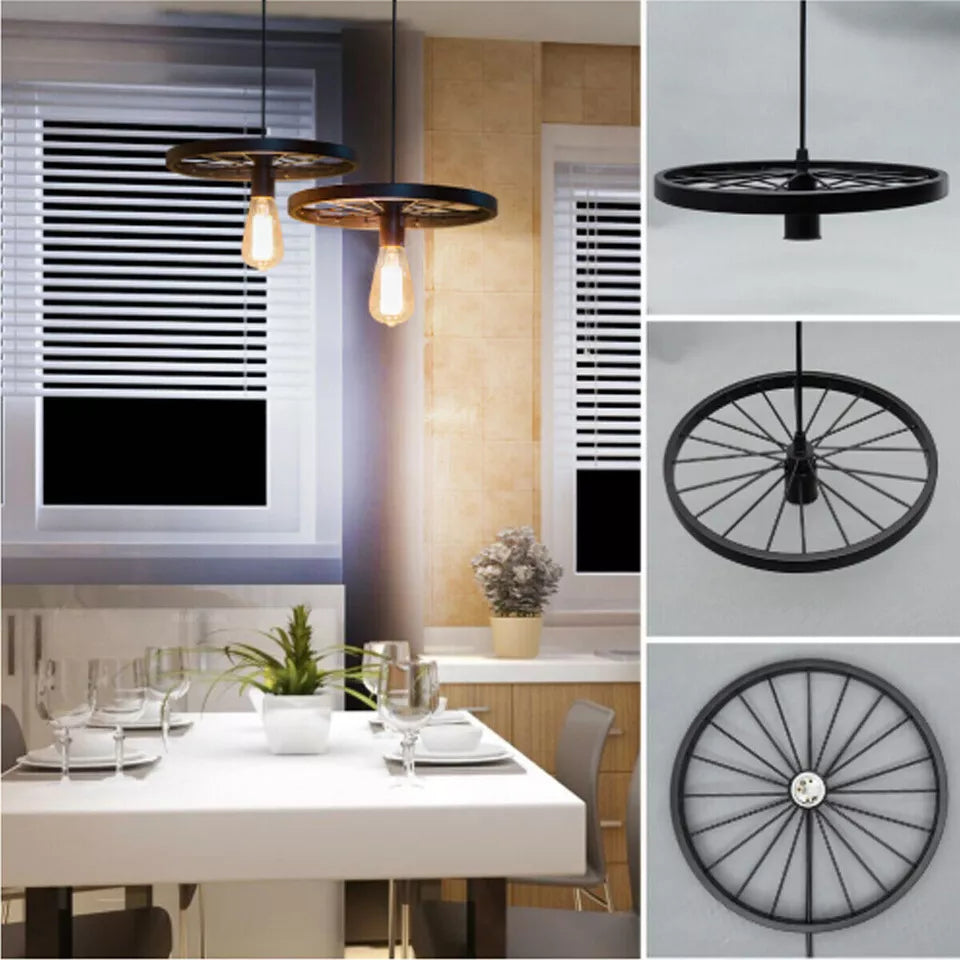 Modern Industrial Retro Pendant Lamp Ceiling Light Wheel Light