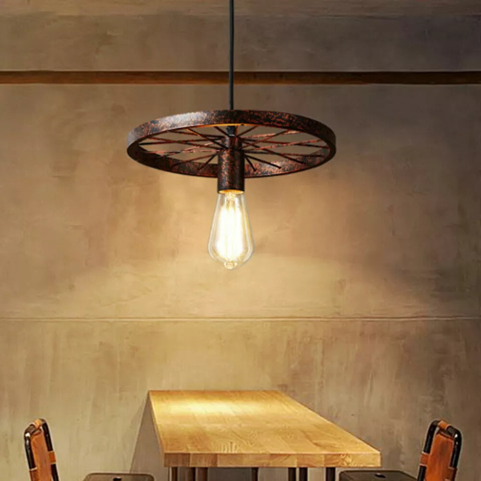 Modern Industrial Retro Pendant Lamp Ceiling Light Wheel Light