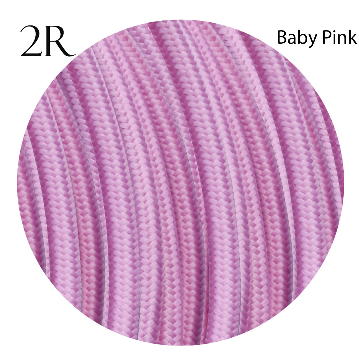 2 core Round Colour braided lighting Fabric Baby Pink Cable