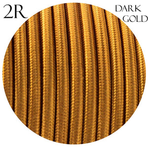 Vintage Braided 2-Core Round Lighting Flex in Deep Gold, 0.75mm
