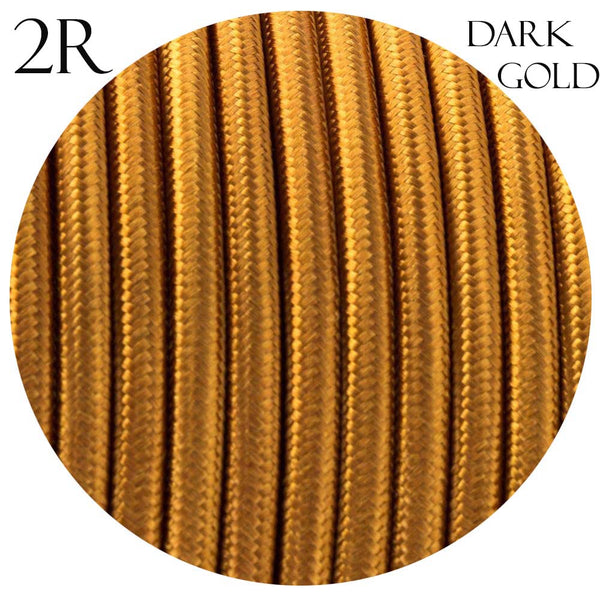 Vintage Braided 2-Core Round Lighting Flex in Deep Gold, 0.75mm