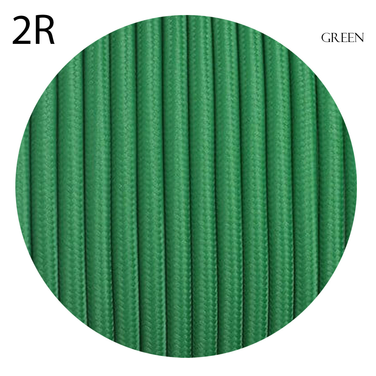 2 core Round Vintage Braided Fabric Green Cable Flex 0.75mm