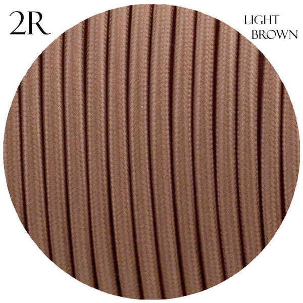 Premium 0.75mm 2 Core Vintage Braided Cable - Light Brown Fabric Flex