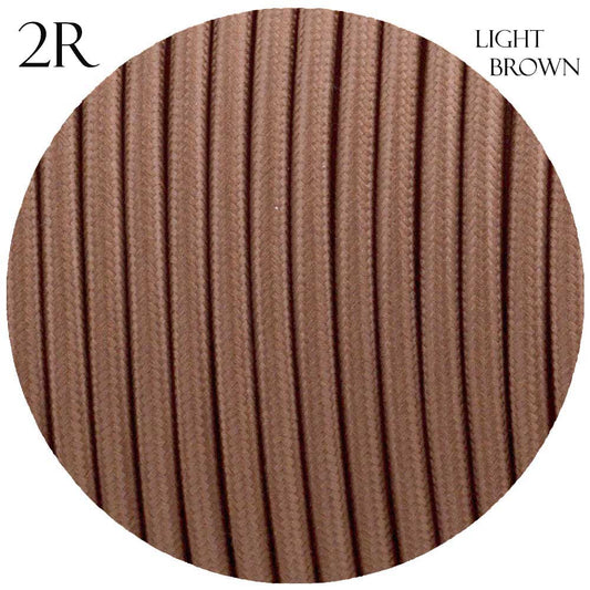 0.75mm 2 Core Round Vintage Braided Light Brown Fabric Covered Light Flex