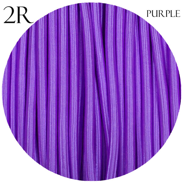 0.75mm 2 core Round Vintage Braided Purple Fabric Covered Light Flex